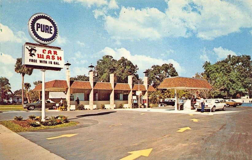 Ocala FL Minit Man Car Wash Pure Gas Station Postcard