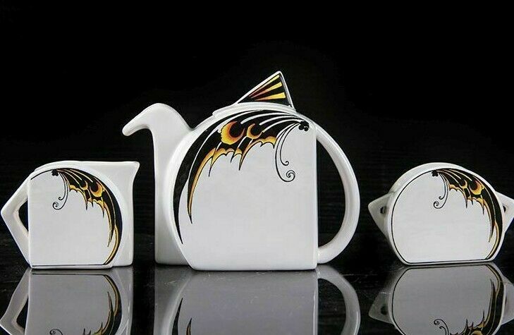 Clarice Cliff Gotham STUNNING 3 piece Tea Set of UNIQUE design - No Reserve