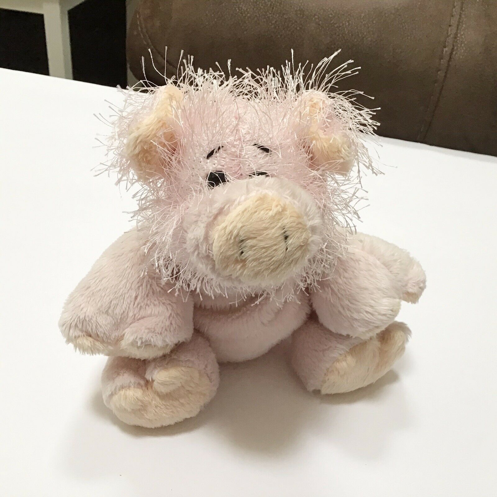 Fluffy GANZ Webkinz Stuffed Animal Plush Pink Pig No Code 10” HM002