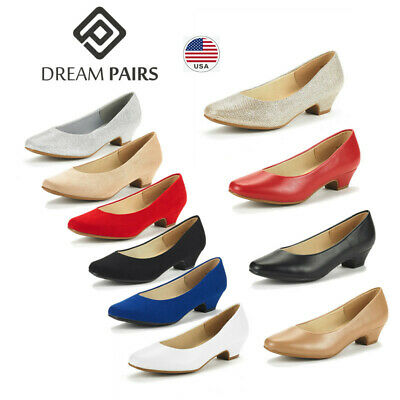 DREAM PAIRS Women Low Chunky Heel Pump Shoes Slip On Comfort Dress Shoes