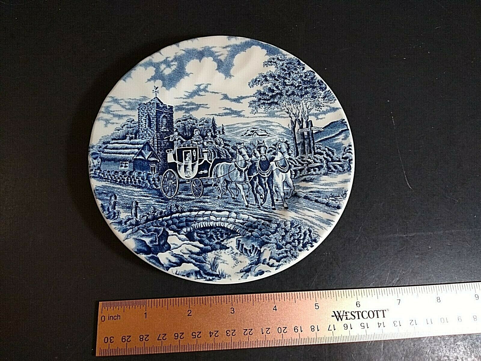 Royal Wessex England Blue & White Coaching Scene Bread & Butter Plate